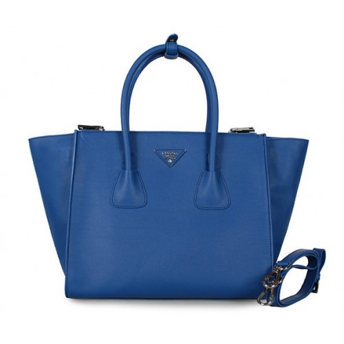 Prada Glace Vitello Tote BN2619 a blu Firenze